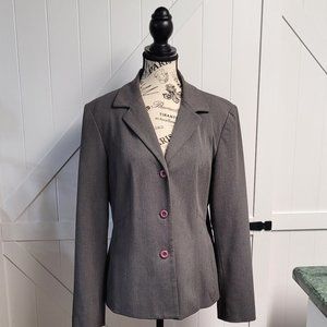 Rafaella Gray Suit Coat Business Casual Sz.12 with 3 Violet Buttons on the Front